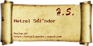 Hetzel Sándor névjegykártya
